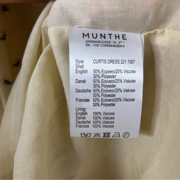 Munthe Curtis Floral Midi Dress Cream Size 38 Back Cutout Ruffle Trim - Picture 12 of 13